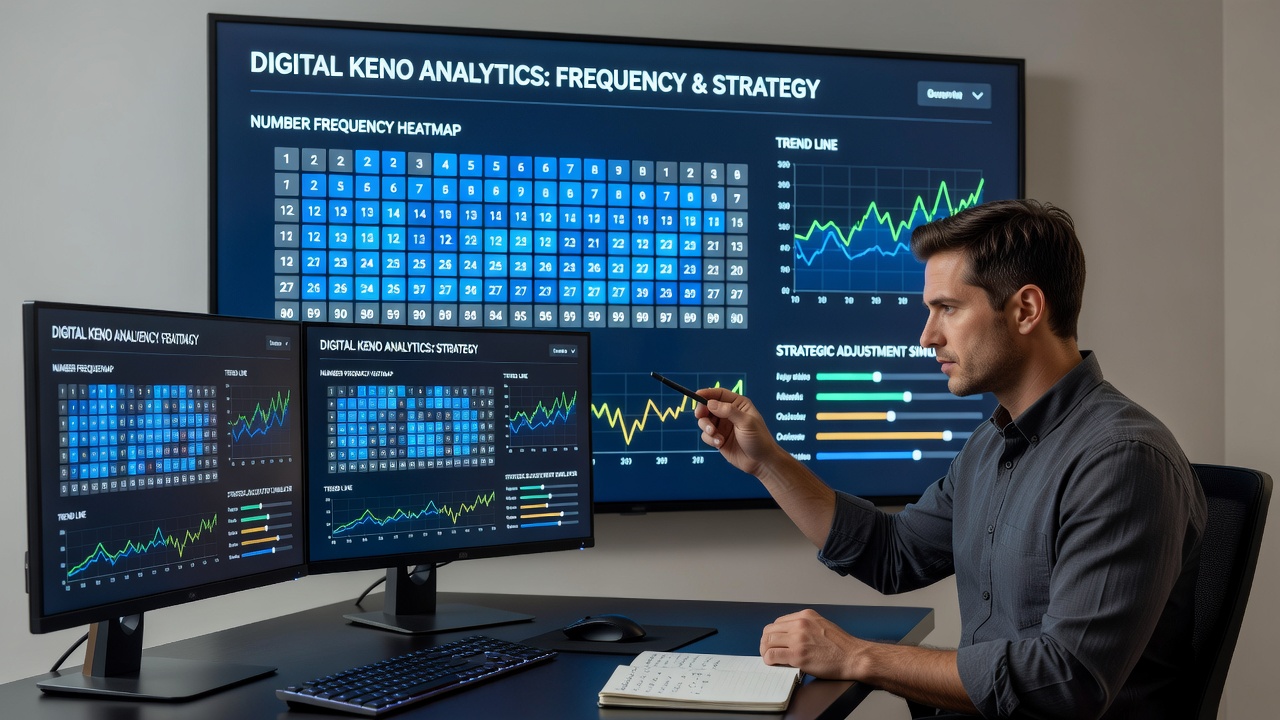 Statistical analysis screen showing Keno number distribution trends and variance indicators